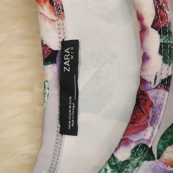 Zara Womens Midi Bodycon Longsleeve Dark Floral Dress - Picture 2 of 3